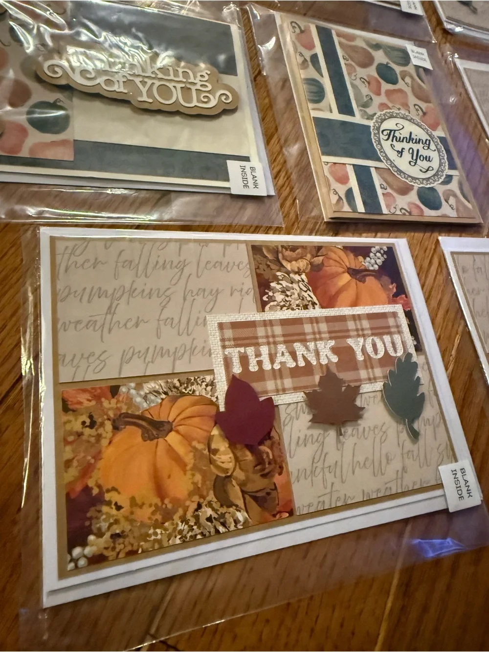 Handmade Fall Thank You & Thinking of You Cards – Blank Inside Fall Autumn